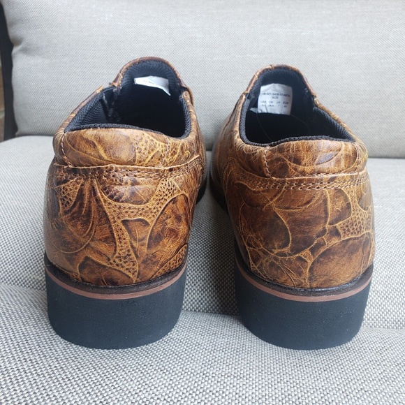 Roper Ricochet Boots Womens 9.5 Tooled Leather Square Shoes Ankle Loafer Floral - Picture 7 of 10